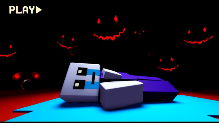 Downed Child on the floor while red Nightmare faces loom in the dark