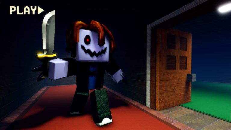 Nightmare stalking a Child in a dark hallway with a wooden door in Lori's Nightmare
